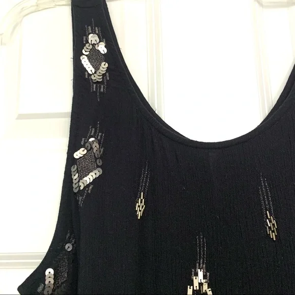 Free People Bad Girls Do it Well Embellished Beaded Black Tank Top size Small - Picture 7 of 14